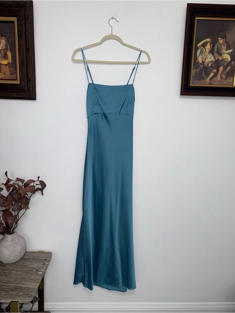 Abercrombie & Fitch Teal Satin Slip Maxi Dress